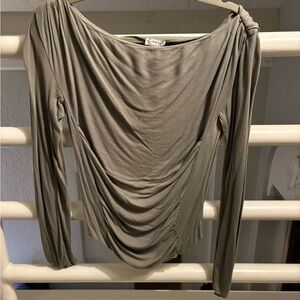 Free People Ruched Green Long Sleeve